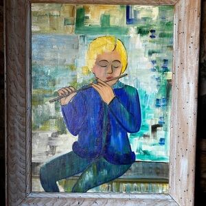 Origional Vintage 1960s New York Painting By Elizabeth Alexander -A Shepherd Boy